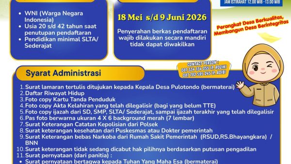 PENGUMUMAN PENJARINGAN PERANGKAT DESA PULOTONDO